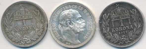 1912. 1K Ag "Ferenc József" (3x) T:2,2-