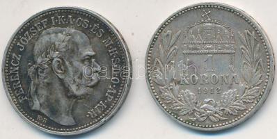 1912. 1K Ag "Ferenc József" (2x) T:2-