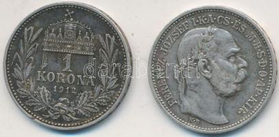 1912. 1K Ag "Ferenc József" (2x) T:2-