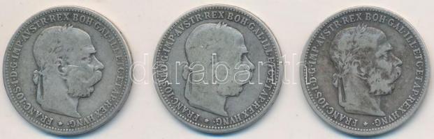 Ausztria 1893. 1K Ag (3x) T:3
Austria 1893. 1 Corona Ag (3x) C:F