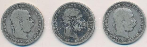 Ausztria 1893. 1K Ag (3x) T:3
Austria 1893. 1 Corona Ag (3x) C:F