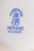 Herendi virágmintás kávékiöntő, cukortartó és csészealj, rózsákon apró lepattanások, kézzel festette...