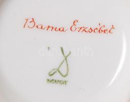 Drasche arany virágos cukortartó, kézzel festett, jelzett, hibátlan, d:13 cm