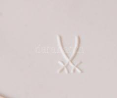 Marx és Engels porcelán plakett, jelzett, dísztokban, 11×18 cm