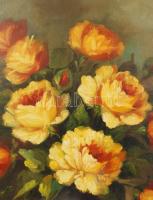 Olvashatatlan jelzéssel: Rózsás csendélet. Olaj, vászon, üvegezett keretben, 42×31 cm