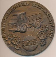 ~1980. "A Közúti Közlekedés Szolgálatában AUTÓKER" Br plakett (97mm) dísztokban T:1-