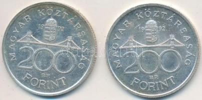 1992. 200Ft Ag "MNB" (2x) T:2