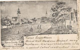 Zámoly, Öreg utca, templom, szignós / artist signed (fa)