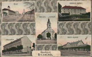 Bicske, Fő út, Római katolikus templom, városháza, Uradalmi kastély, vasútállomás (kis szakadás / small tear)