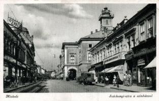 Miskolc, Széchenyi utca, színház, üzletek