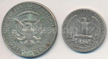 Amerikai Egyesült Államok 1959. 1/4$ Ag "Washington" + 1968. 1/2$ Ag "Kennedy" T:2- USA 1959. 1/4 Dollar Ag "Washington" + 1968. 1/2 Dollar Ag "Kennedy" C:VF