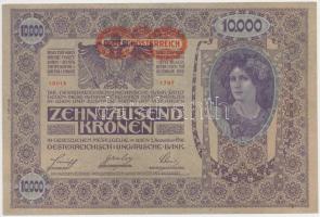 1918. 10.000K csak német nyelvű, piros "Deutschösterreich" felülnyomással T:III