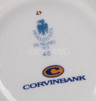 Hollóházi áttört mini kaspó, matricás, hibátlan, jelzett, m:6,5 cm, d:10 cm