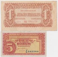 Csehszlovákia 1944. 1K + 1945. 5K + 10K + 20K + 50K T:II-,III
Czechoslovakia 1944. 1 Koruna + 1945. ...