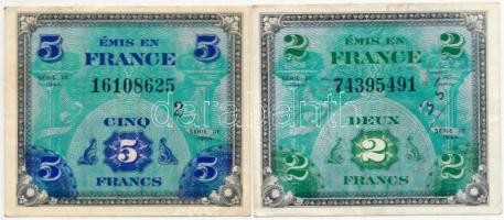Franciaország/Szövetséges katonai kiadás 1944. 2Fr + 5Fr T:III France/Allied occupation 1944. 2 Francs + 5 Francs C:F
