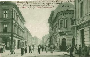 Arad, Deák Ferenc utca, gyógyszertár, Ruzsek Ferenc üzlete, ifj. Klein Mór kiadása / street, pharmacy, shop (EB)
