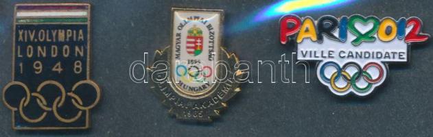 1945-2012. 3db klf olimpiai kitűző, közte zománcozott is T:1,2