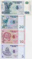Kongó 1997. 5C + 10C + 20C + 2000. 100Fr T:I Congo 1997. 5 Centimes + 10 Centimes + 20 Centimes + 2000. 100 Francs C:UNC