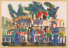 Gráber jelzéssel: Párizs. Vegyes technika, papír, jelzett, üvegezett keretben, 18×25 cm