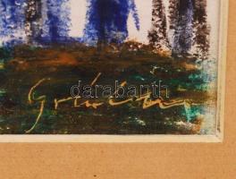 Gráber jelzéssel: Párizs. Vegyes technika, papír, jelzett, üvegezett keretben, 18×25 cm