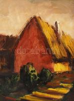 Komlós István (1909-?): Házak. Olaj, karton, jelzés nélkül, keretben, 29×40 cm