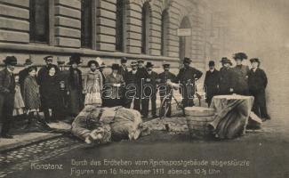 1911 Konstanz, Reichspostgebäude, Erdbeben / post office, earthquake, crashed statue (b)