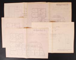 cca 1958-1960 Bp., XIII. ker. Sallay Imre utca 21. szám alatti ház tervrajza, 2 db, valamint a hozzá tartozó iratok