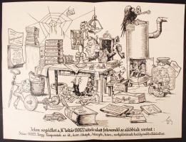 1941 Olvashatatlan jelzéssel: Humoros nyomat, 28x38 cm