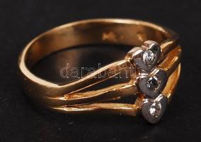 Arany (Au.) 14K gyűrű szintetikus kövekkel,jelzett, mérete:54, bruttó:3,2g/ Gold ring