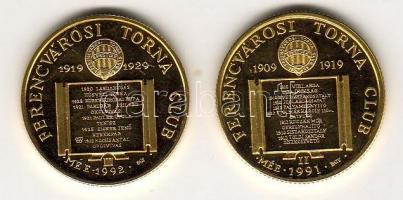 1991-92. MÉE FTC II. Au 9,38g + MÉE FTC III. Au 9,38g T:PP díszdobozban