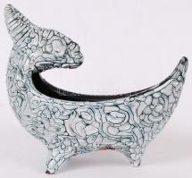 Gorka Géza iparművészeti vállalatos, kos fejes tál, hibátlan, jelzett, m: 17 cm , h:16 cm