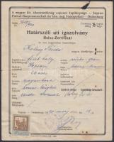 1920 Határszéli utiigazolvány határkerületbeli lakosok részére fényképpel. Osztrák határ / Passport for citizens living near the Austrian border