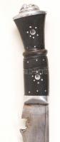Nepáli "Kukri" tőr, eredeti bőr hüvelyében, h:39 cm