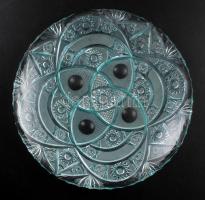 Ólomkristály süteményes tál, csiszolt, hámozott, hibátlan, d:30 cm