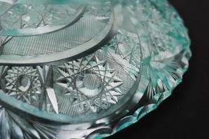 Ólomkristály süteményes tál, csiszolt, hámozott, hibátlan, d:30 cm