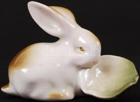 Zsolnay nyuszi, kézzel festett, hibátlan, jelzett / Zsolnay chinaware figure 7 cm