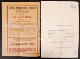 1950 Gaspar Dutra brazil államelnök által aláírt okmány illetékbélyegekkel