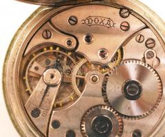 Doxa másodperc mutatós antik zsebóra, sérült számlap, működik, fém, d:5 cm