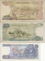 Görögország 1978. 50Dr T:II + 1983. 500Dr T:II- + 1987. 1000Dr T:III