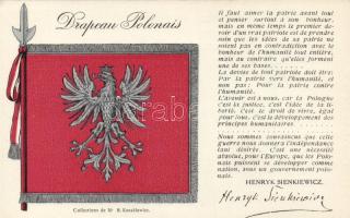 Drapeau Polonais / Polish flag, silver decoration, Henryk Sienkiewicz (EK)