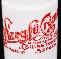 Porcelán gyógyszeres tégely "Javított Kerti Szegfü Créme egyedül készíti az eredeti előírás ala...