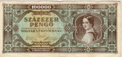 1945. 100.000P lefelé csúszott alapnyomat T:II/III+