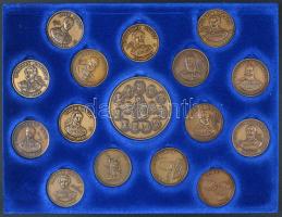 Bognár György (1944-) 1986-1999. "MÉE Gyöngyösi Csoport - Aradi Vértanúk" teljes 14+2db-os Br emlékérem szettje záróéremmel együtt éremtartó tálcában! T:1