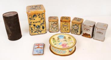 Régi fém konyhai fűszertartók, 8 db