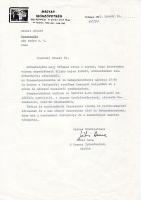 Jókai Anna írónő levele saját kezű aláírásával