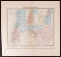 Cca 1880 Szentföld, jelzett francia térkép / Holy land, Palestine map in paspartu 45×34 cm