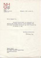 Boldizsár Iván író levele saját kezű aláírásával