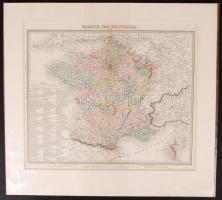 Cca 1850 Franciaország, jelzett francia térkép, későbbi belerajzolásokkal / Map of France 34×46 cm