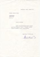 Nemeskürthy István író levele saját kezű aláírásával