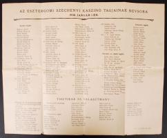 1938 Az esztergomi Széchenyi Kaszinó tagjainak névsora